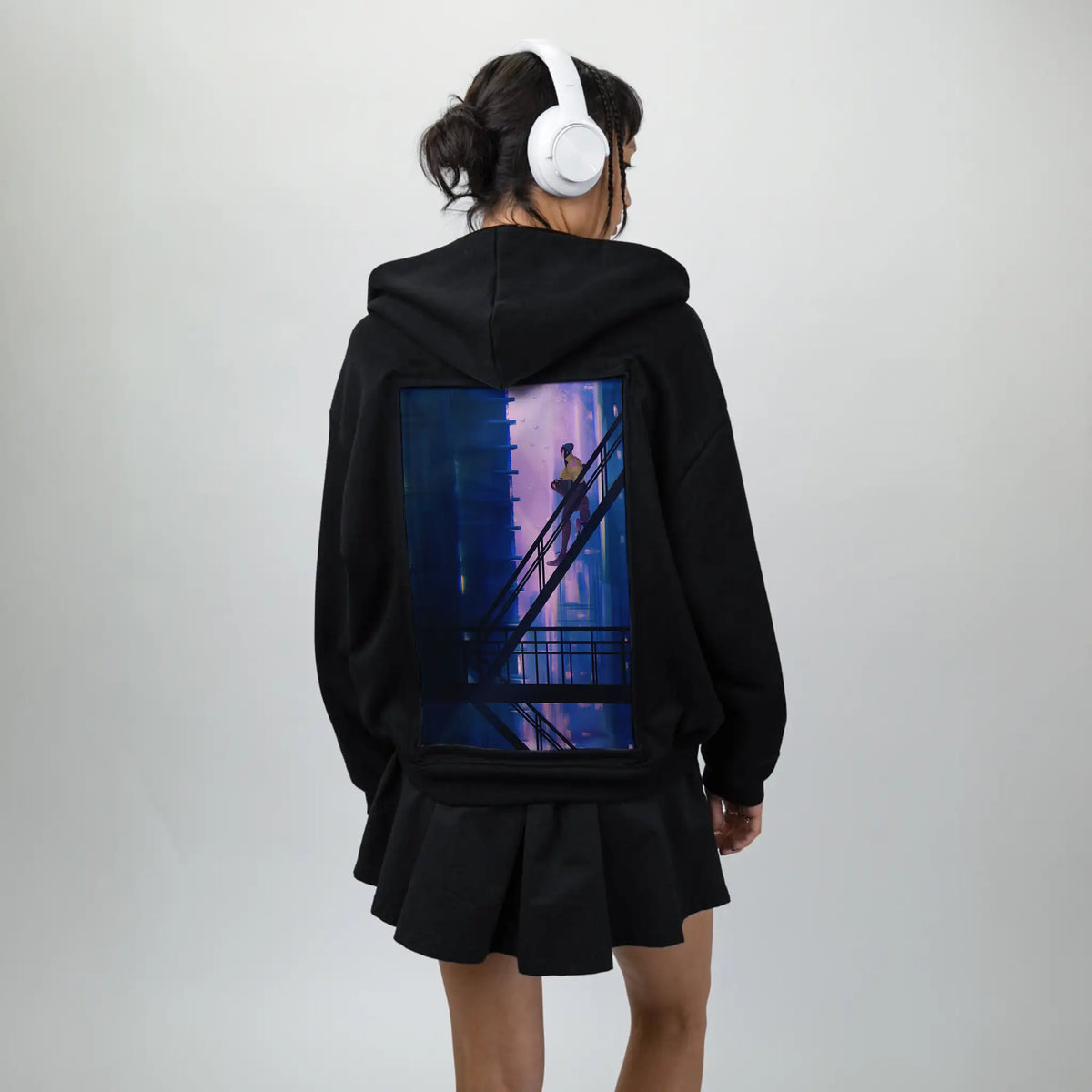 chilljoy patch on female essential zip hoodie in after hours