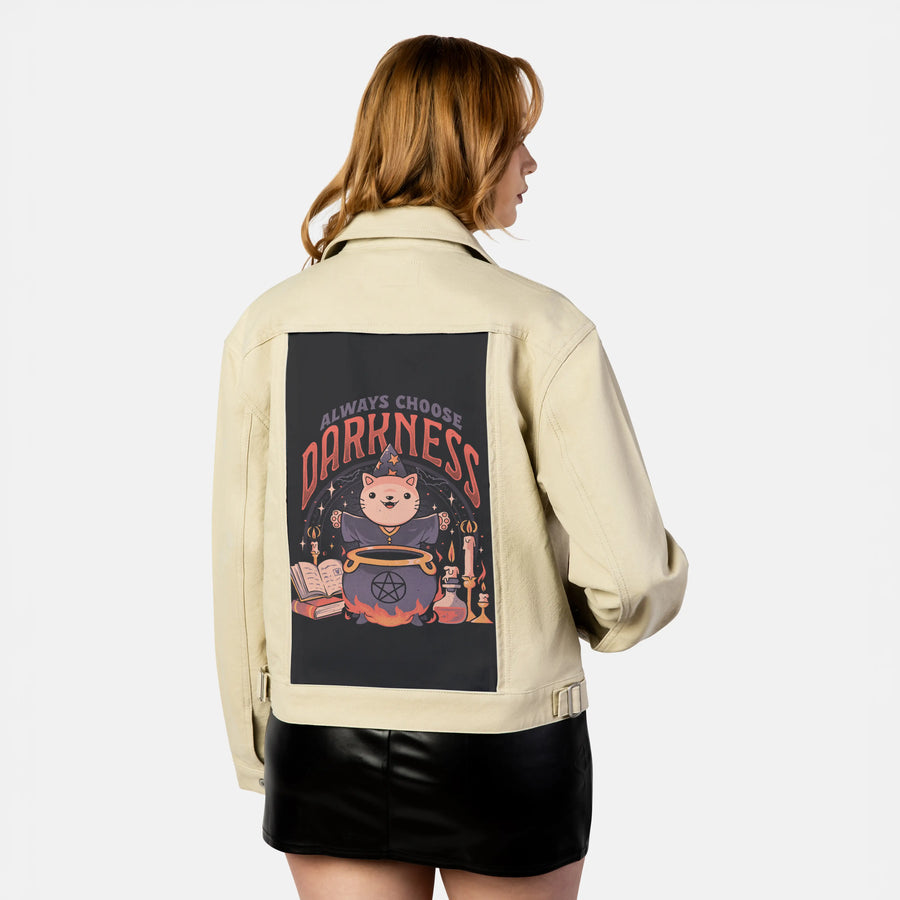 choosedarkness patch on female atelier canvas jacket in tan