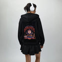 choosedarkness patch on female essential zip hoodie in after hours