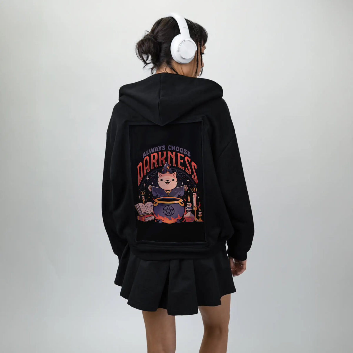 choosedarkness patch on female essential zip hoodie in after hours