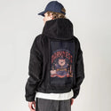 choosedarkness patch on male retro cord hoodie in onyx