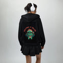 christmasiscalling patch on female essential zip hoodie in after hours