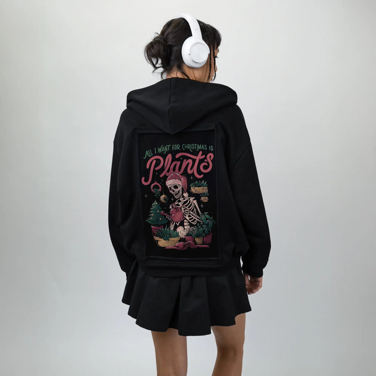 christmasplants patch on female essential zip hoodie in after hours