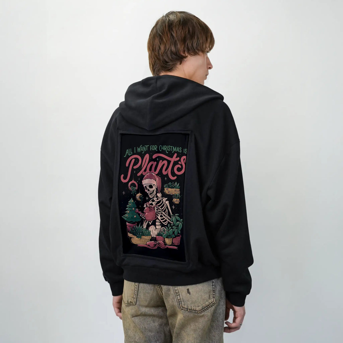 christmasplants patch on male essential zip hoodie in after hours
