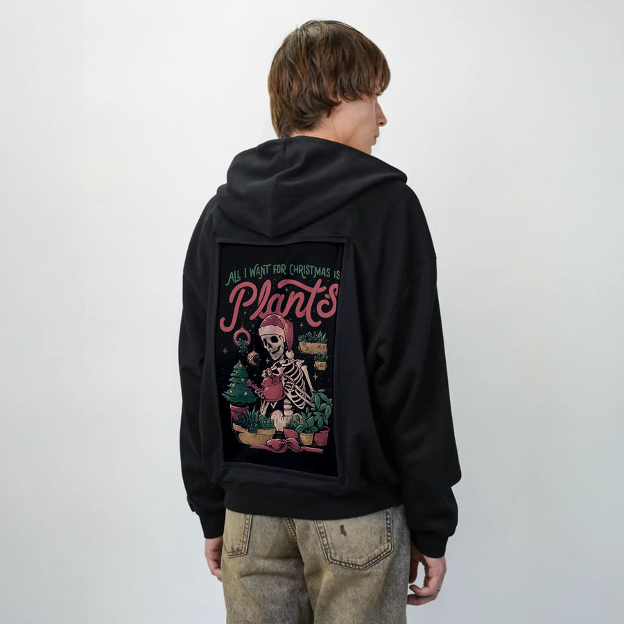 christmasplants patch on male essential zip hoodie in after hours