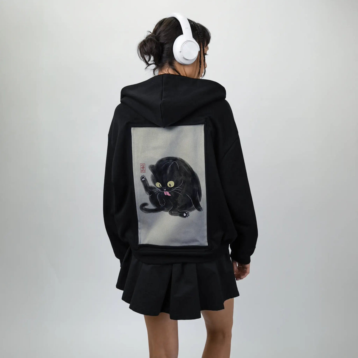 chubbycat patch on female essential zip hoodie in after hours