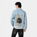 chubbycat patch on male og denim jacket in oceanside
