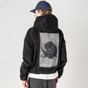 chubbycat patch on male retro cord hoodie in onyx