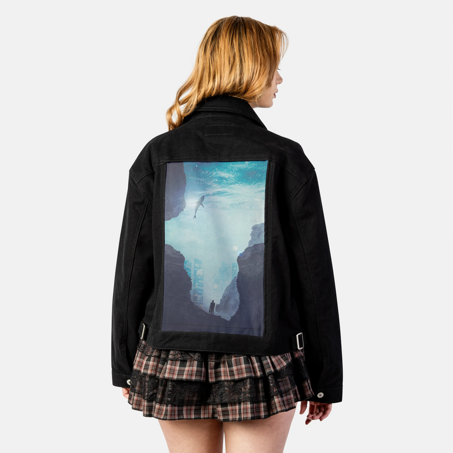 citysharks patch on female atelier canvas jacket in nightfall