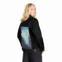 citysharks patch on female og denim jacket in raven
