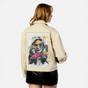 classy patch on female atelier canvas jacket in tan