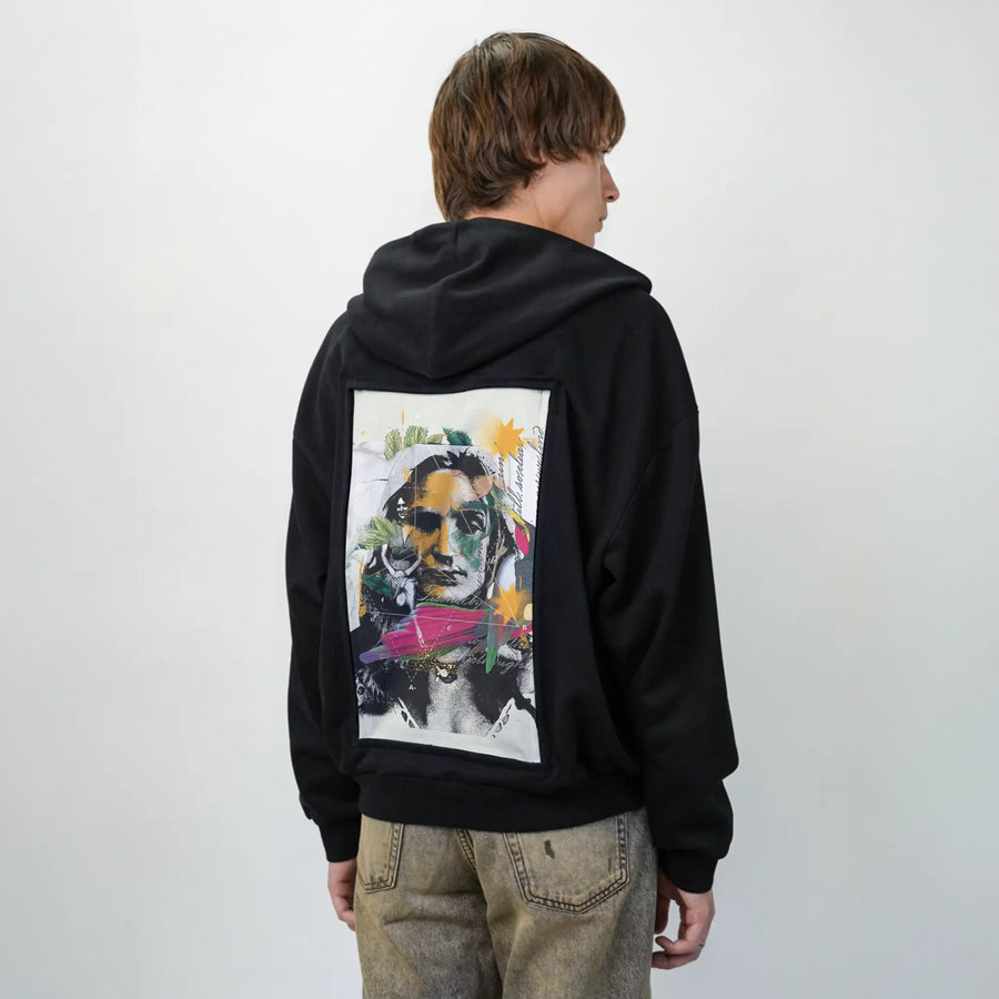 classy patch on male essential zip hoodie in after hours