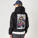 classy patch on male retro cord hoodie in onyx