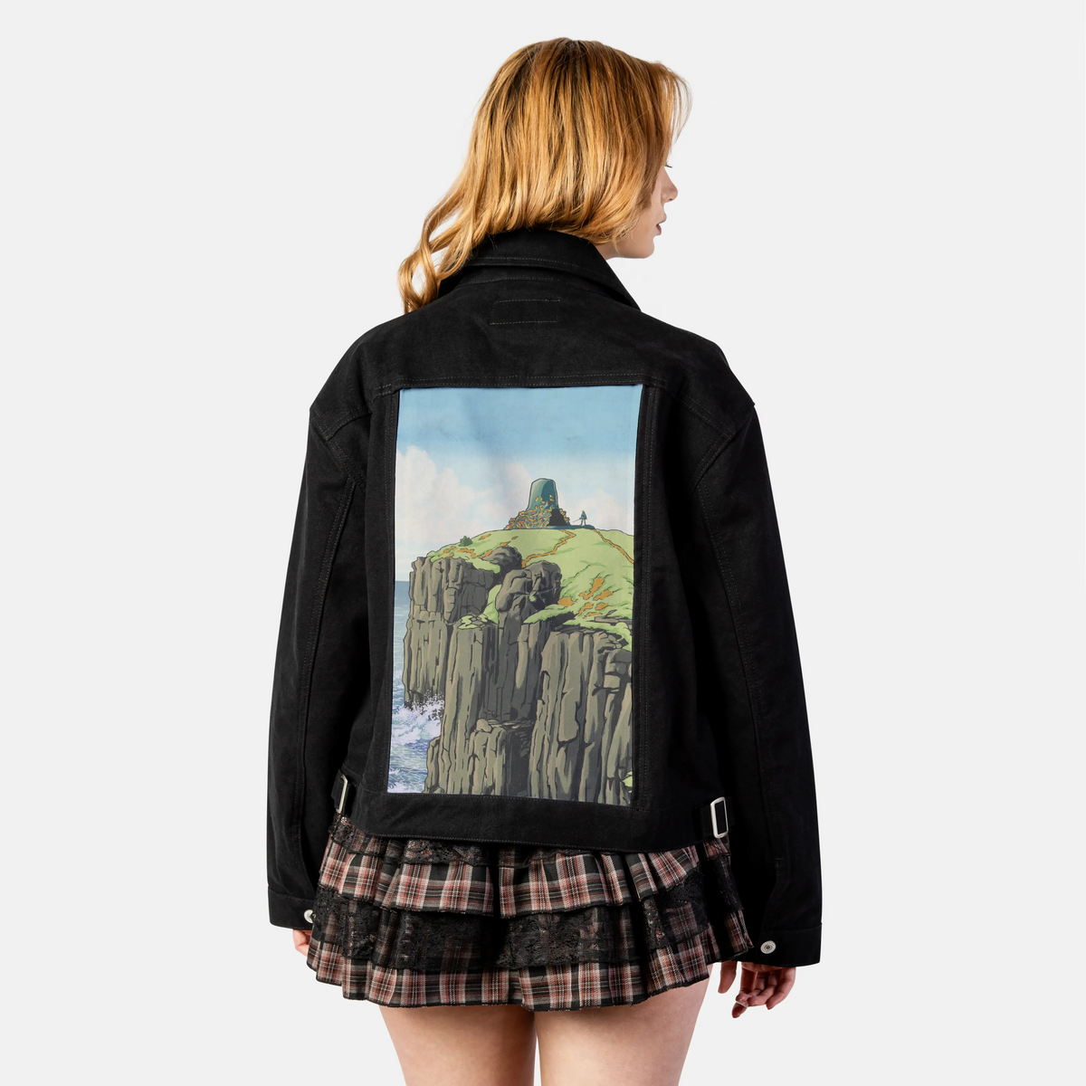 cliffshrine patch on female atelier canvas jacket in nightfall