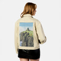 cliffshrine patch on female atelier canvas jacket in tan