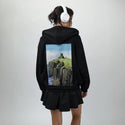 cliffshrine patch on female essential zip hoodie in after hours