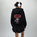 coffeebecauselife patch on female essential zip hoodie in after hours