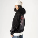 coffeebecauselife patch on female retro cord hoodie in onyx