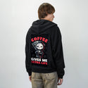 coffeelife patch on male essential zip hoodie in after hours