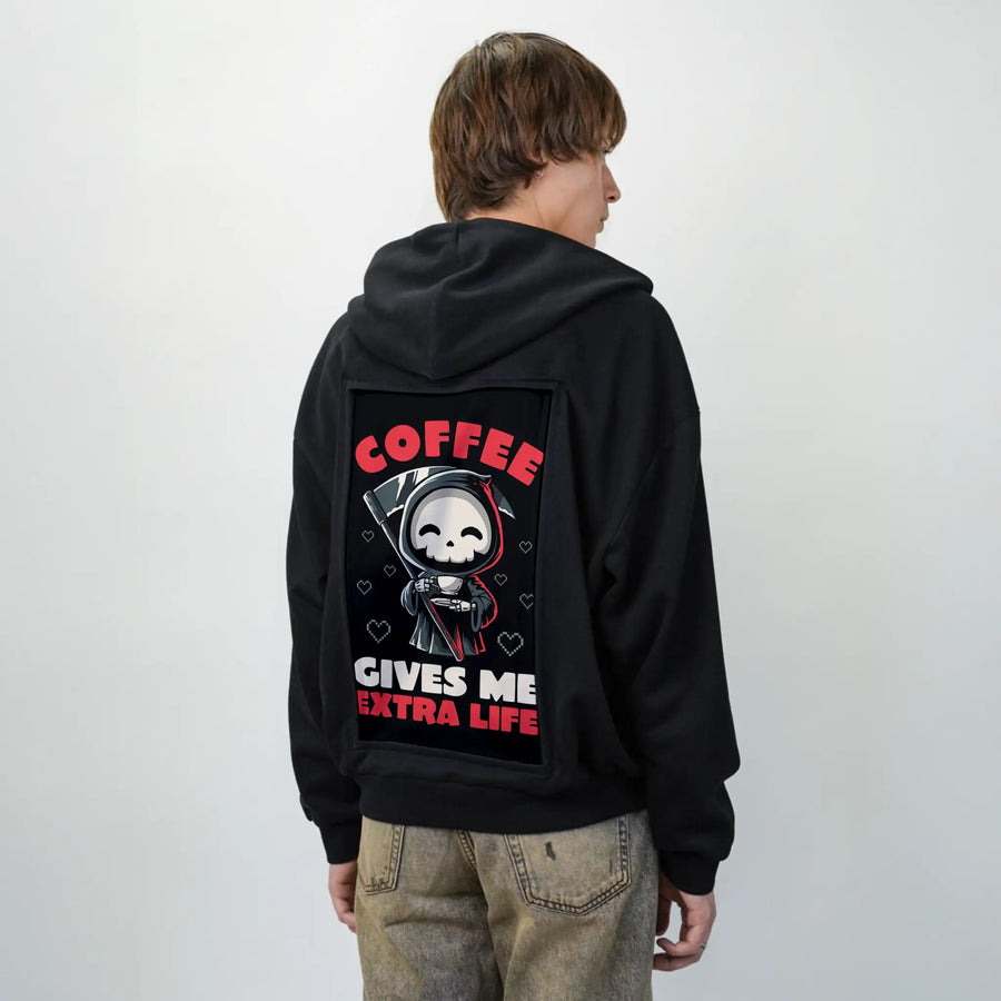 coffeelife patch on male essential zip hoodie in after hours