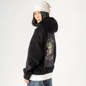 coffeesaurus patch on female retro cord hoodie in onyx