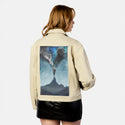 connectorii patch on female atelier canvas jacket in tan