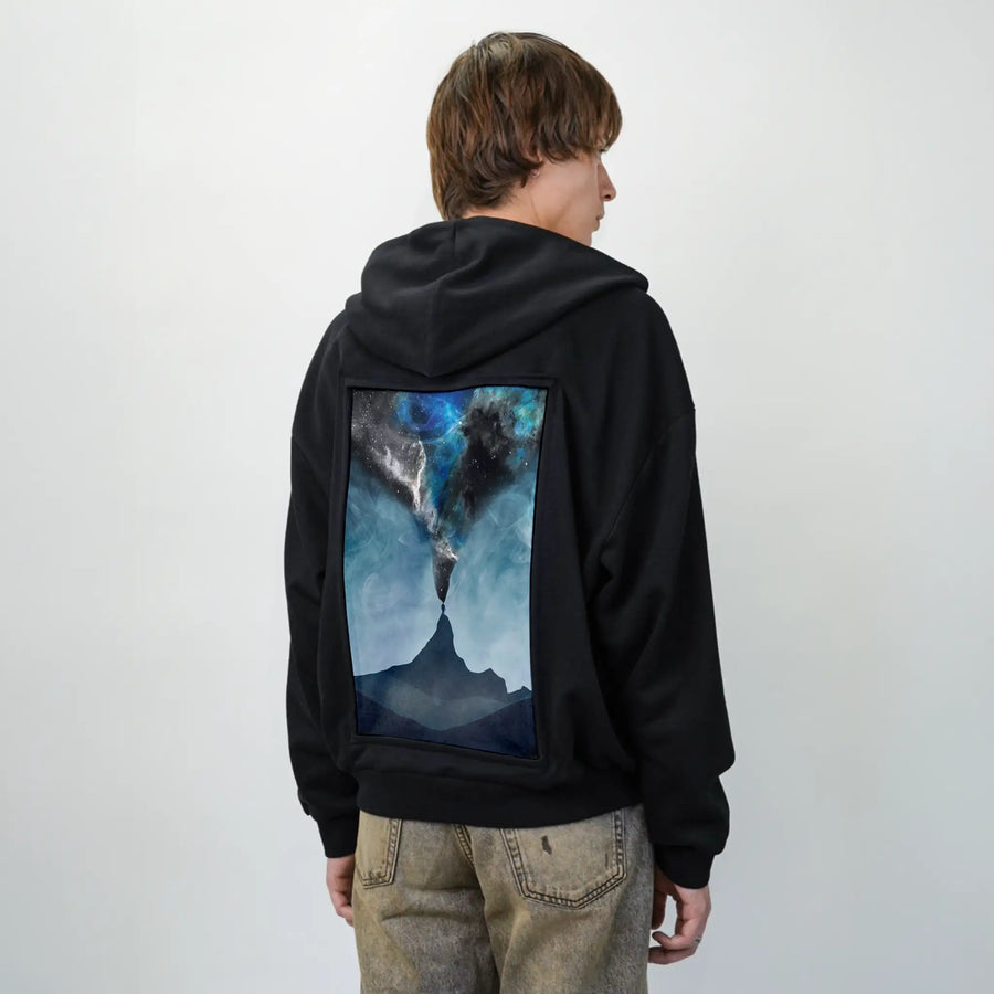 connectorii patch on male essential zip hoodie in after hours