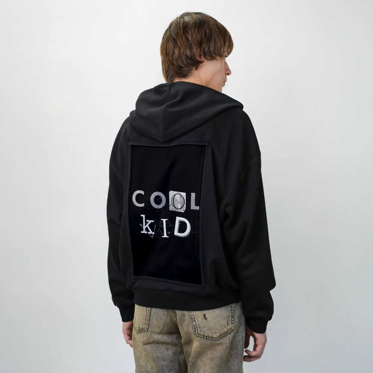 coolkid patch on male essential zip hoodie in after hours