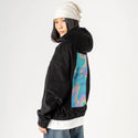 courage patch on female retro cord hoodie in onyx
