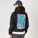 courage patch on male retro cord hoodie in onyx
