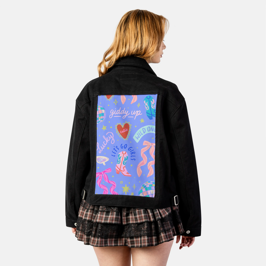 cowgirl patch on female atelier canvas jacket in nightfall