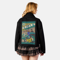 cream patch on female atelier canvas jacket in nightfall