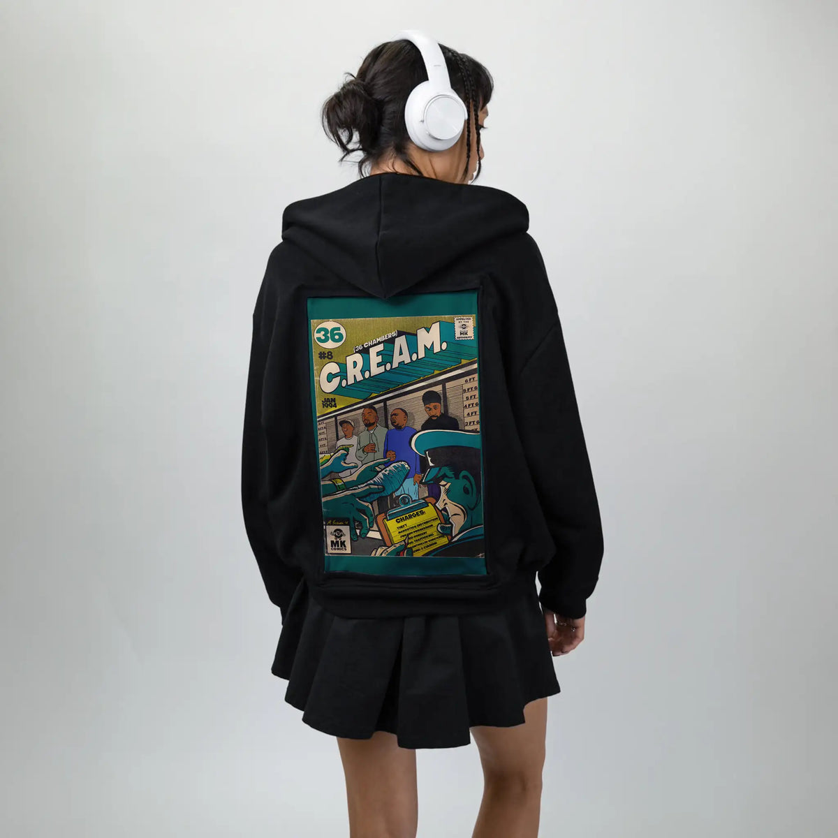 cream patch on female essential zip hoodie in after hours