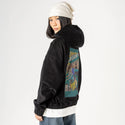 cream patch on female retro cord hoodie in onyx