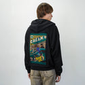 cream patch on male essential zip hoodie in after hours
