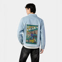 cream patch on male og denim jacket in oceanside
