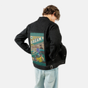 cream patch on male og denim jacket in raven
