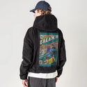 cream patch on male retro cord hoodie in onyx