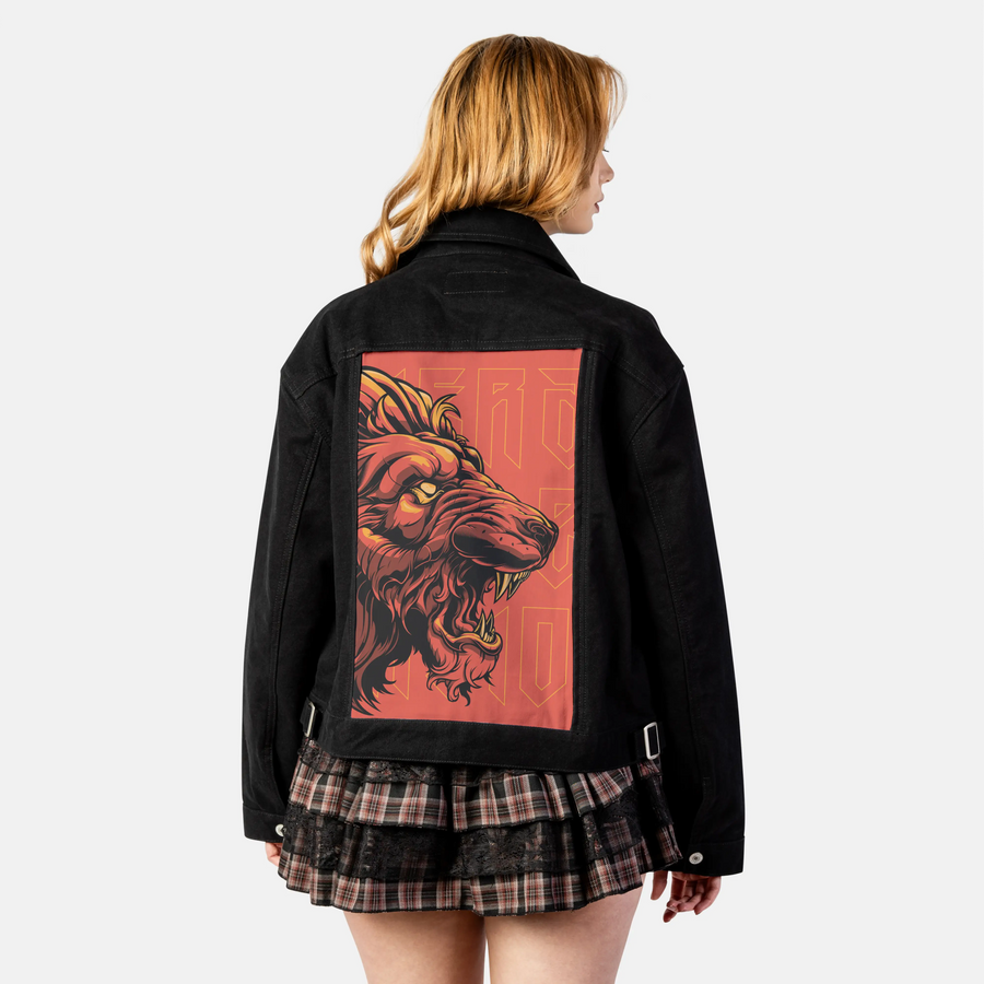 crimsonroar patch on female atelier canvas jacket in nightfall