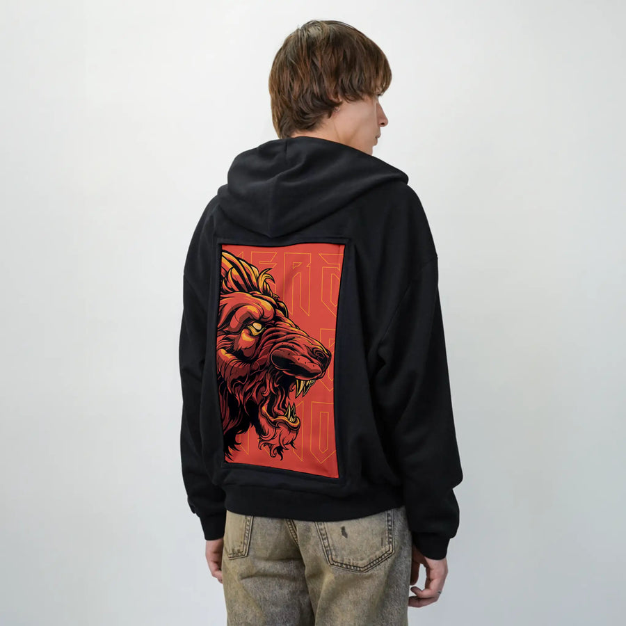 crimsonroar patch on male essential zip hoodie in after hours