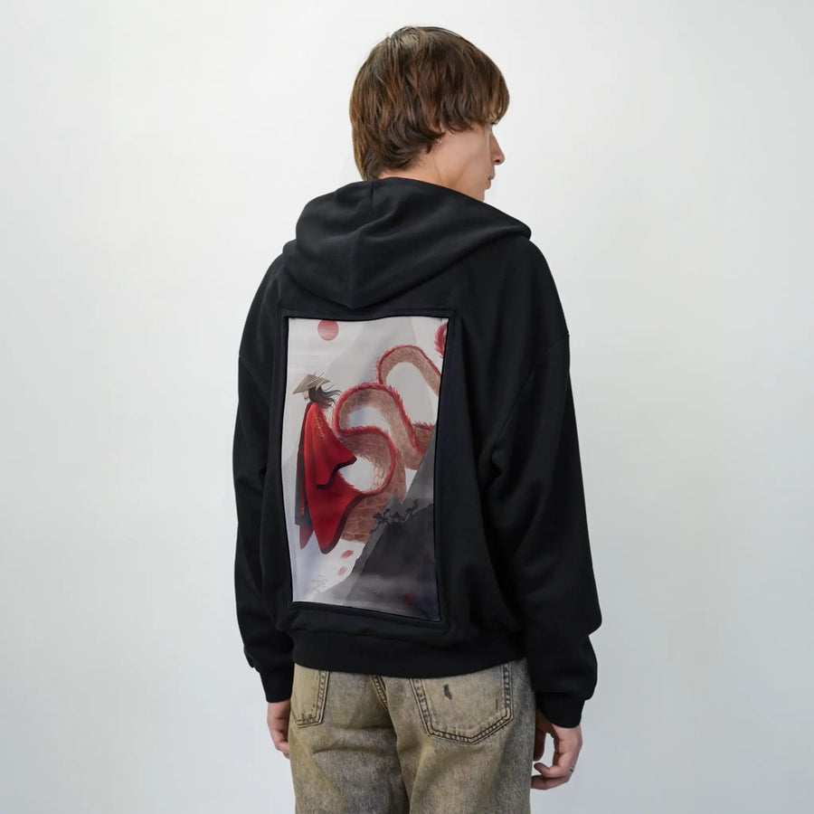crimsonwhisperer patch on male essential zip hoodie in after hours