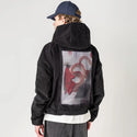 crimsonwhisperer patch on male retro cord hoodie in onyx