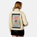 croakerandmeowster patch on female atelier canvas jacket in tan
