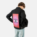 crysometimes patch on male og denim jacket in raven