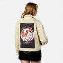 cutebutpsycho patch on female atelier canvas jacket in tan