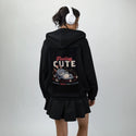 cutemightcurse patch on female essential zip hoodie in after hours