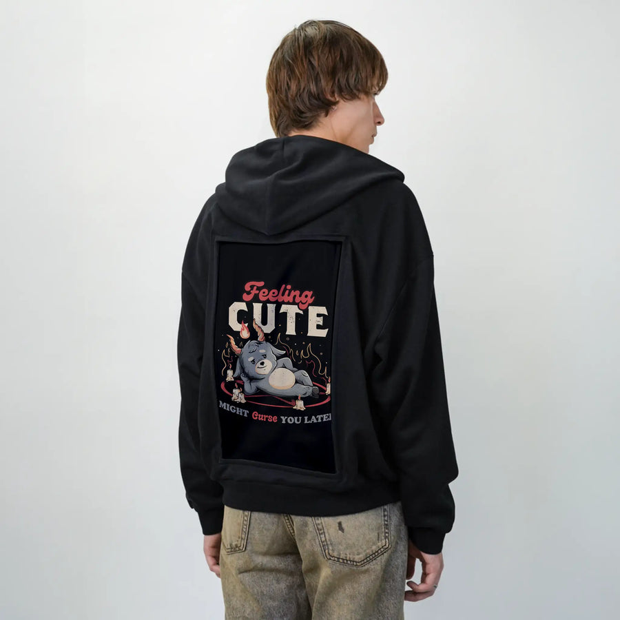 cutemightcurse patch on male essential zip hoodie in after hours
