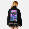 cybercafe patch on female atelier canvas jacket in nightfall