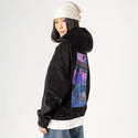 cybercafe patch on female retro cord hoodie in onyx