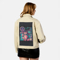 cybercatsonly patch on female atelier canvas jacket in tan